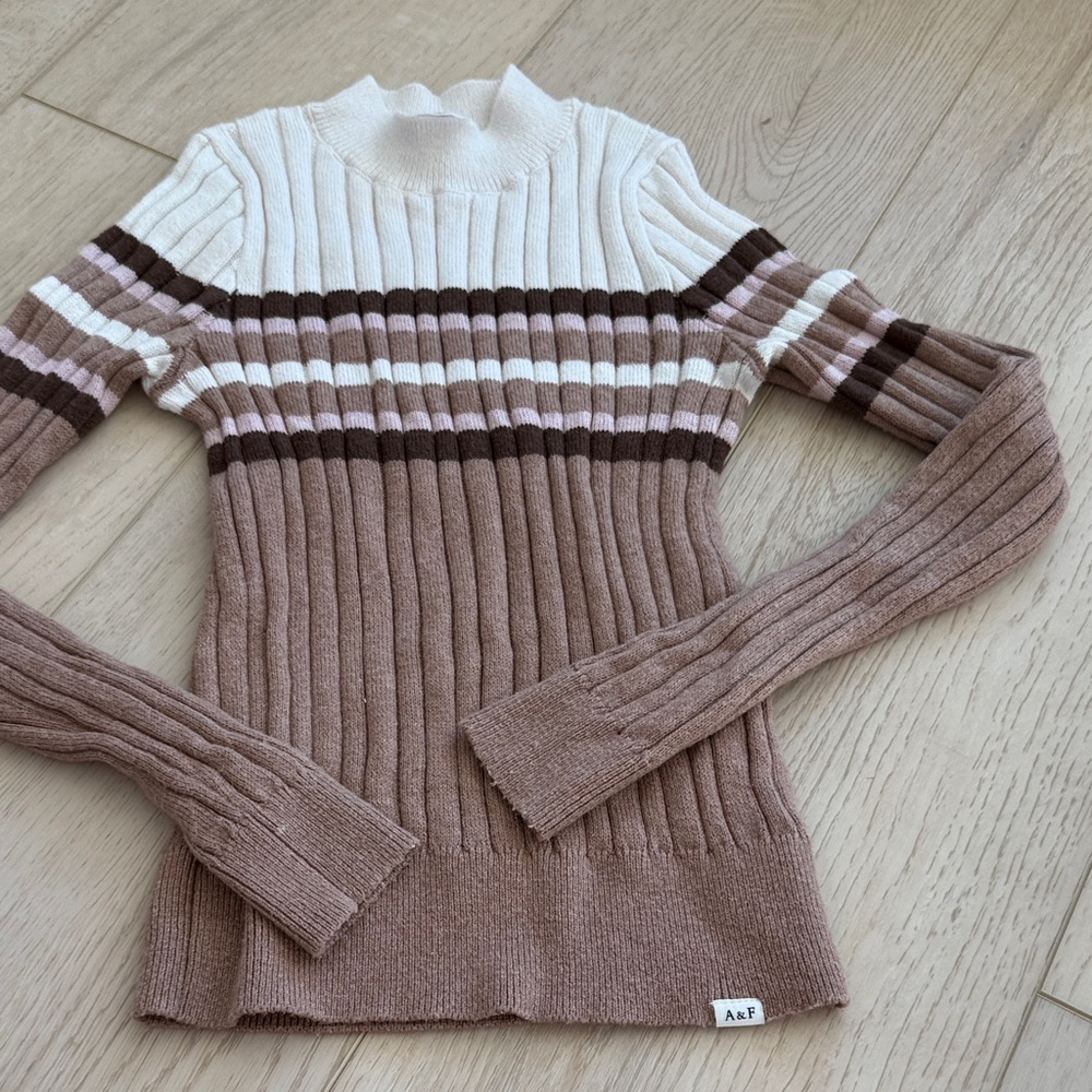 Abercrombie & Fitch Kids Ribbed Sweater - Cream, light pink and Brown